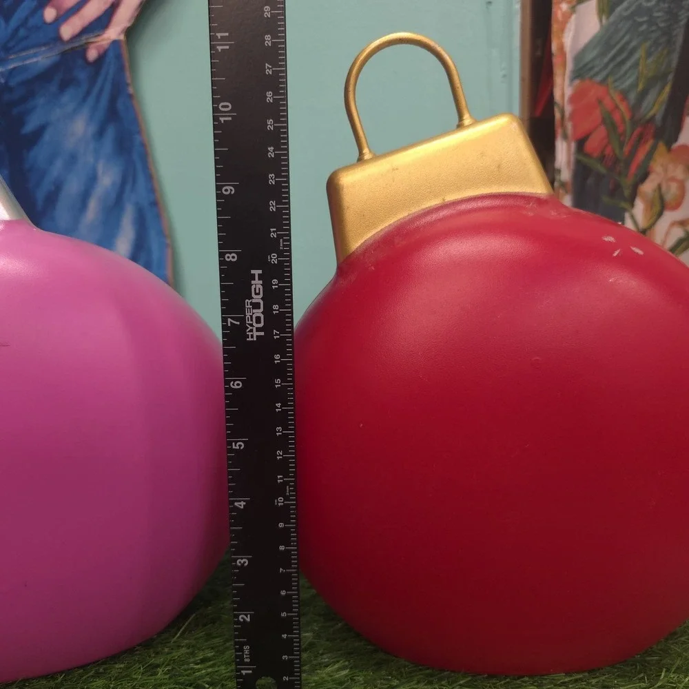 Mr Christmas Blow Snowman Ornament Pink & Red Light Up Decor Set of 2